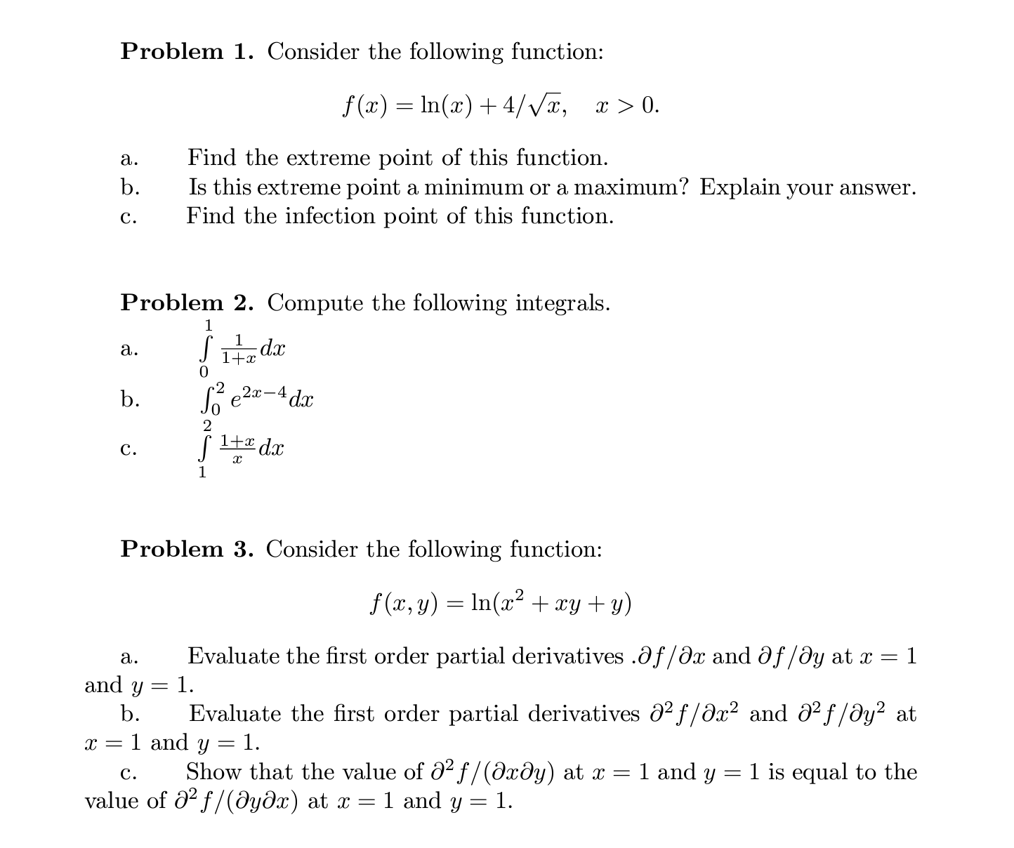 Problem 1. Consider the following function: f(w)