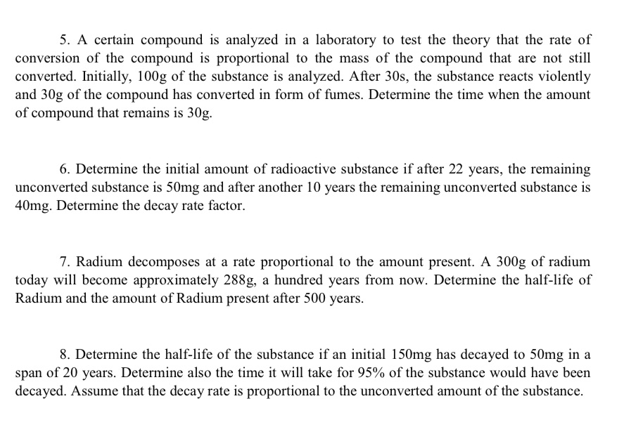 5. A certain compound is analyzed in a laboratory