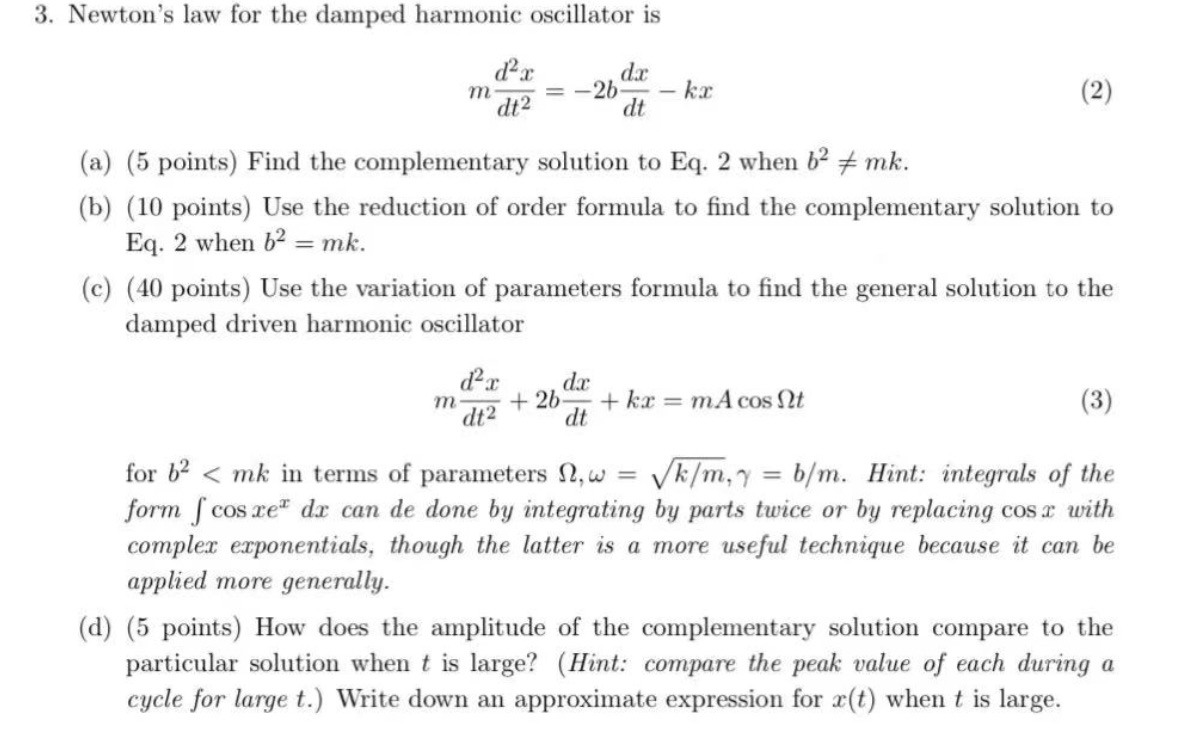 3c d 3. Newton's law for the damped harmonic