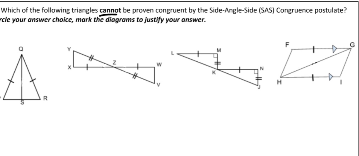 Which of the following triangles cannot be proven