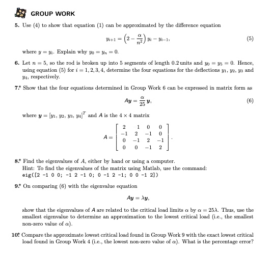 GROUP WORK 5. Use (4) to show that equation (1)
