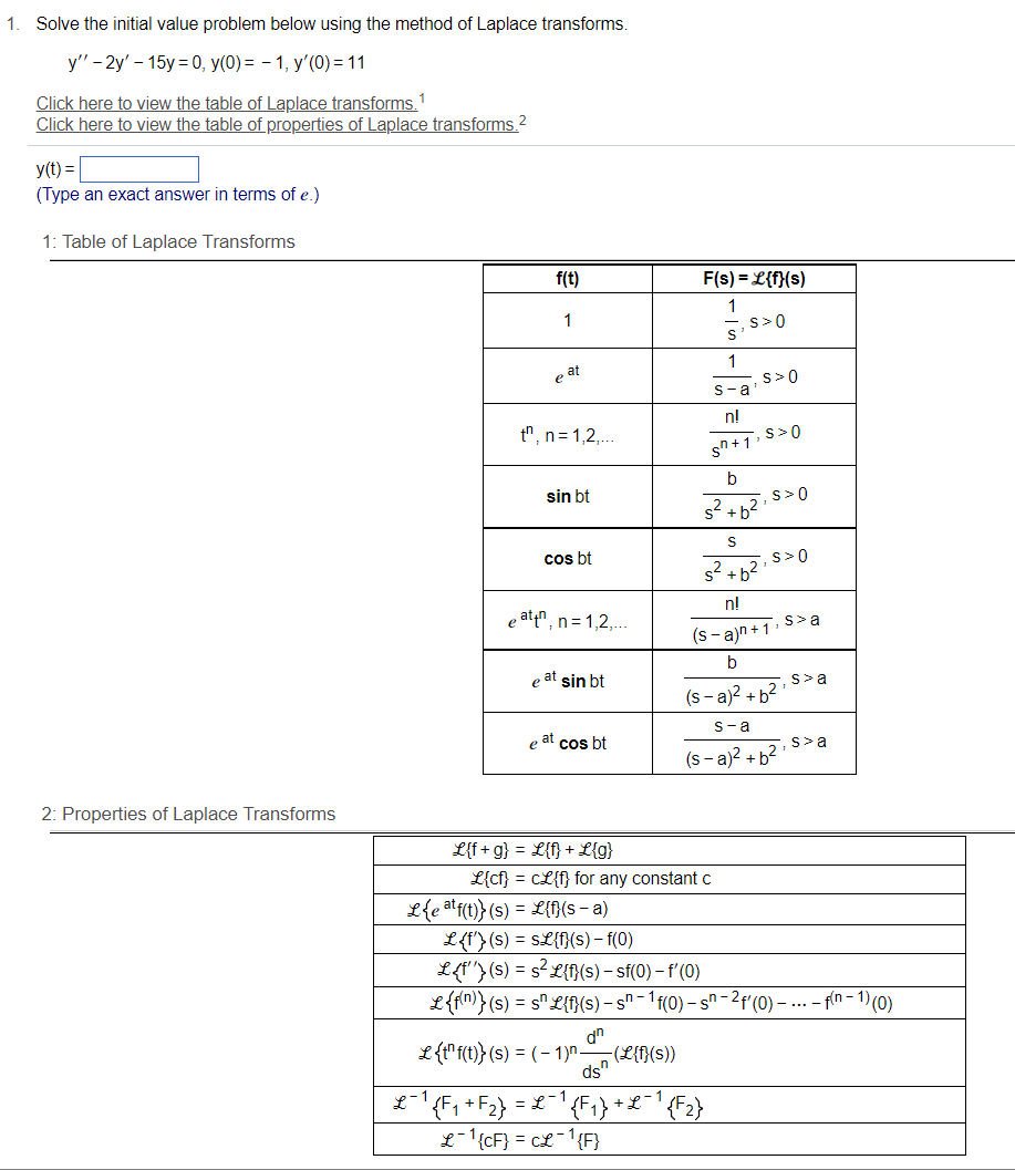 Solve the initial value problem below using the
