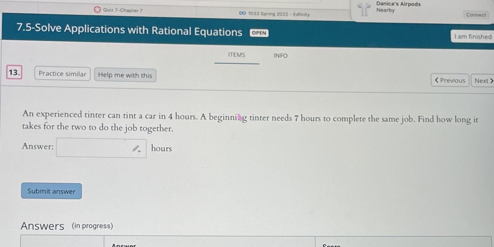 Danica's Airpods Nearby Quiz 7-Chapter 7 Do