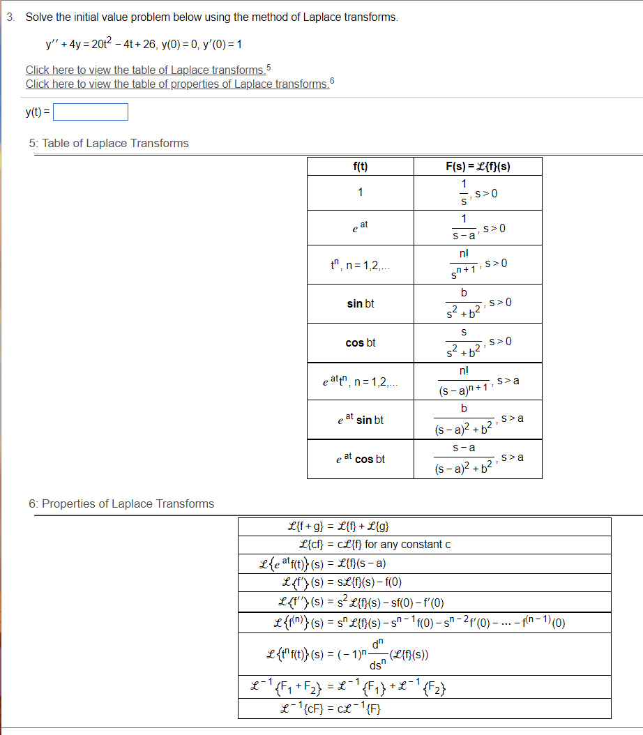 Solve the initial value problem below using the