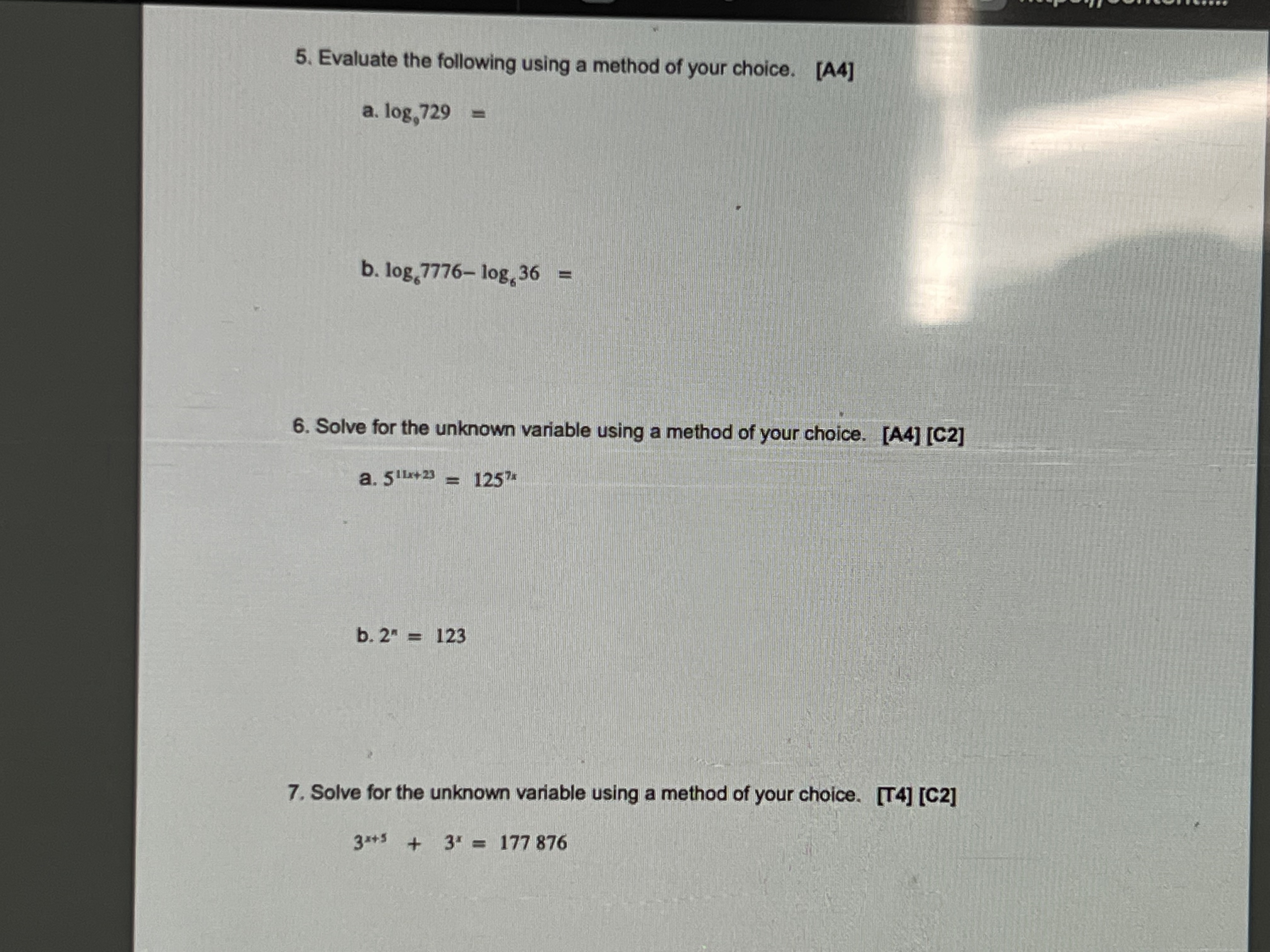 \fMHF4U Learning Activity 2.6 Unit 2 Assessment