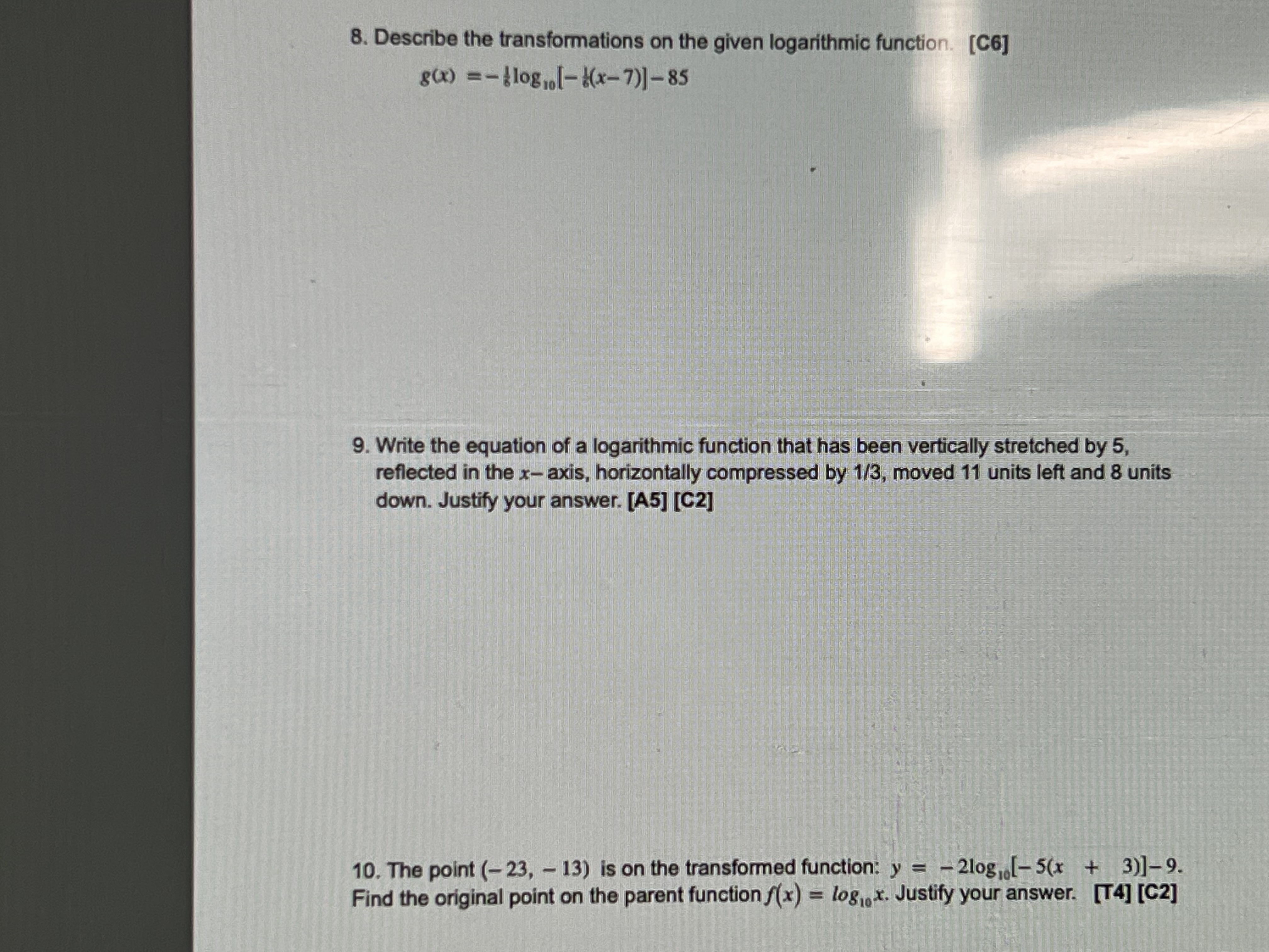 \fMHF4U Learning Activity 2.6 Unit 2 Assessment