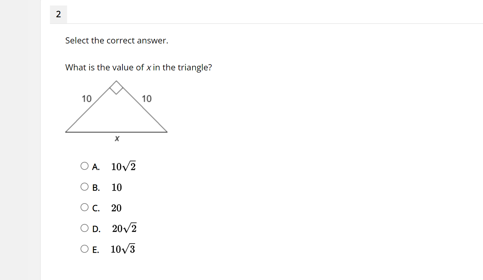 2 Select the correct answer. What is the value of