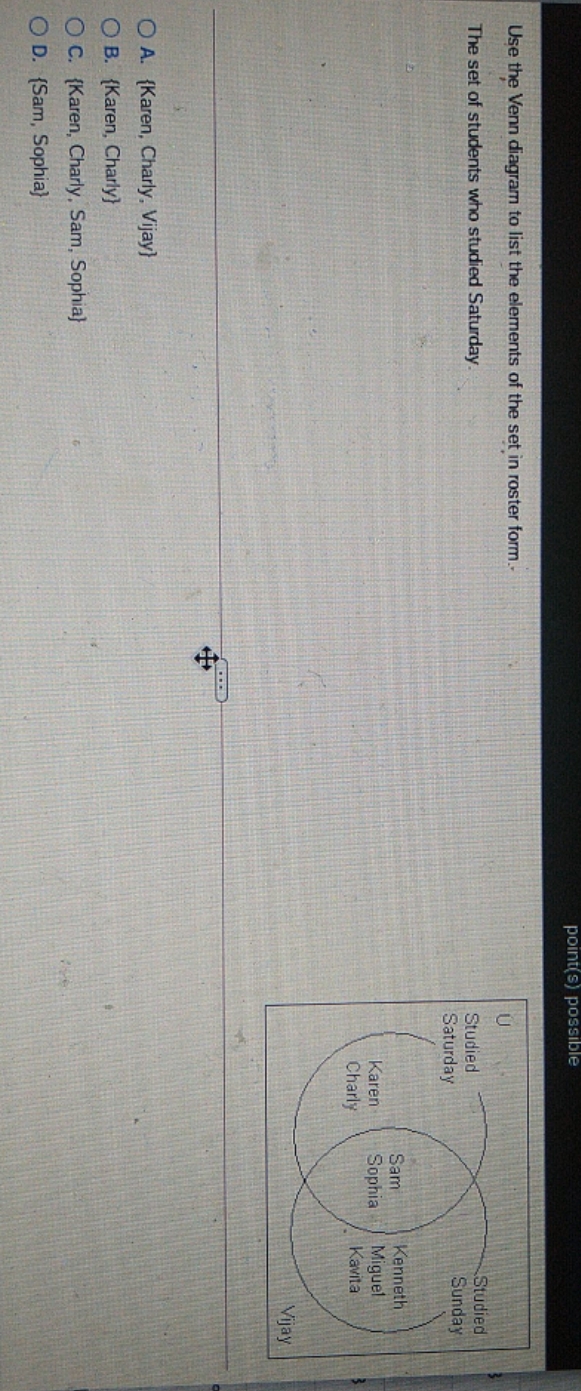 Help please point(s) possible Use the Venn