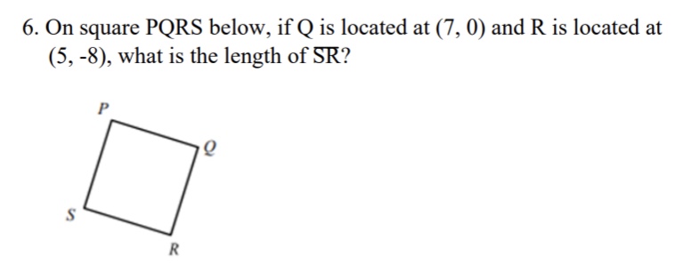 6. 011 square PQRS below, if Q is located at (7,