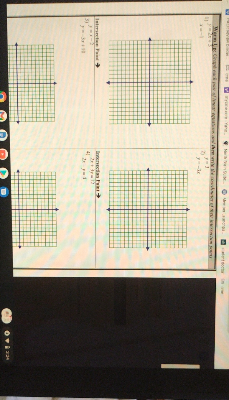 graph each pair of linear equation and then write