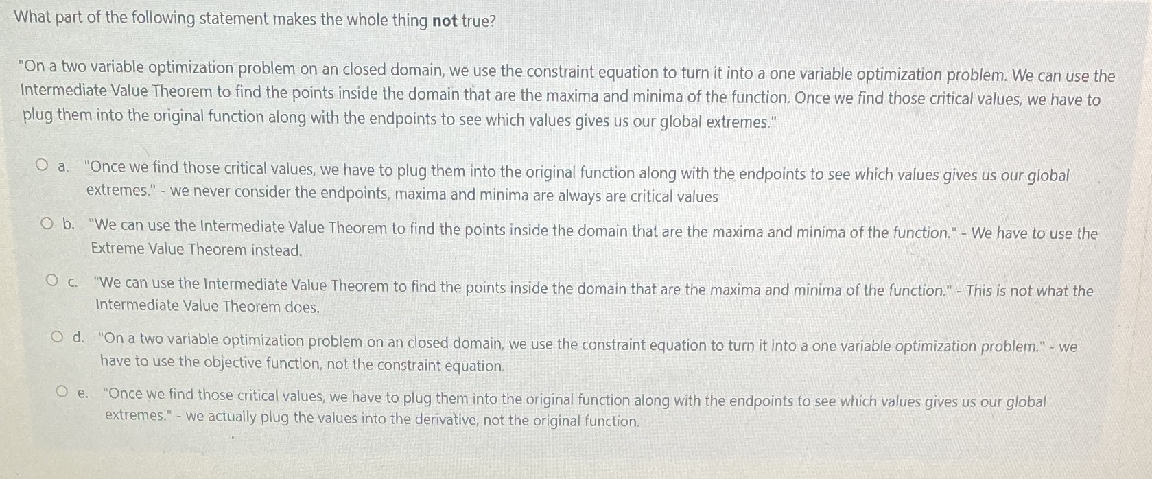 Please need this ASAP! What part of the following