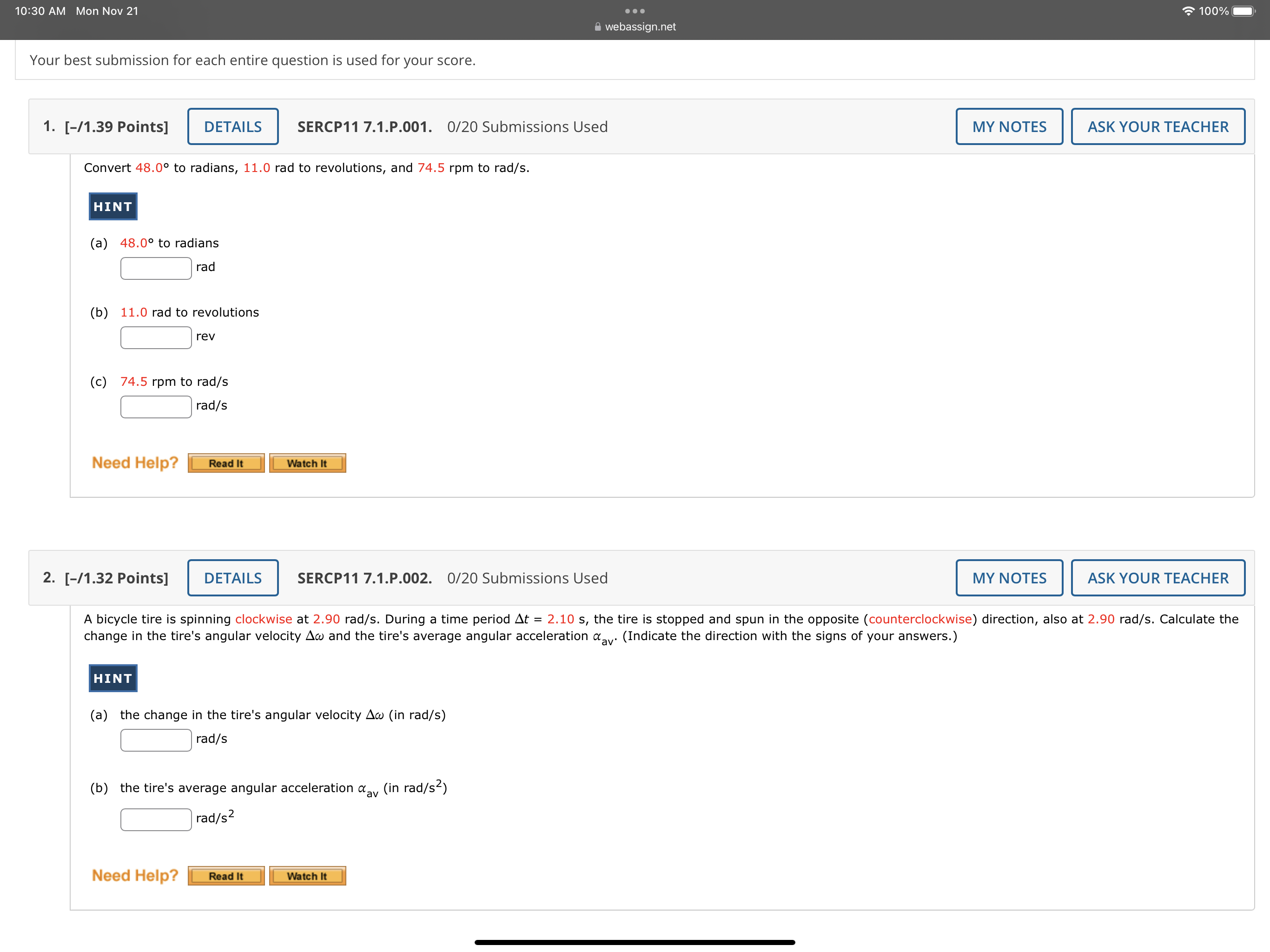 10:30 AM Mon Nov 21 1\" 100% -. Your best