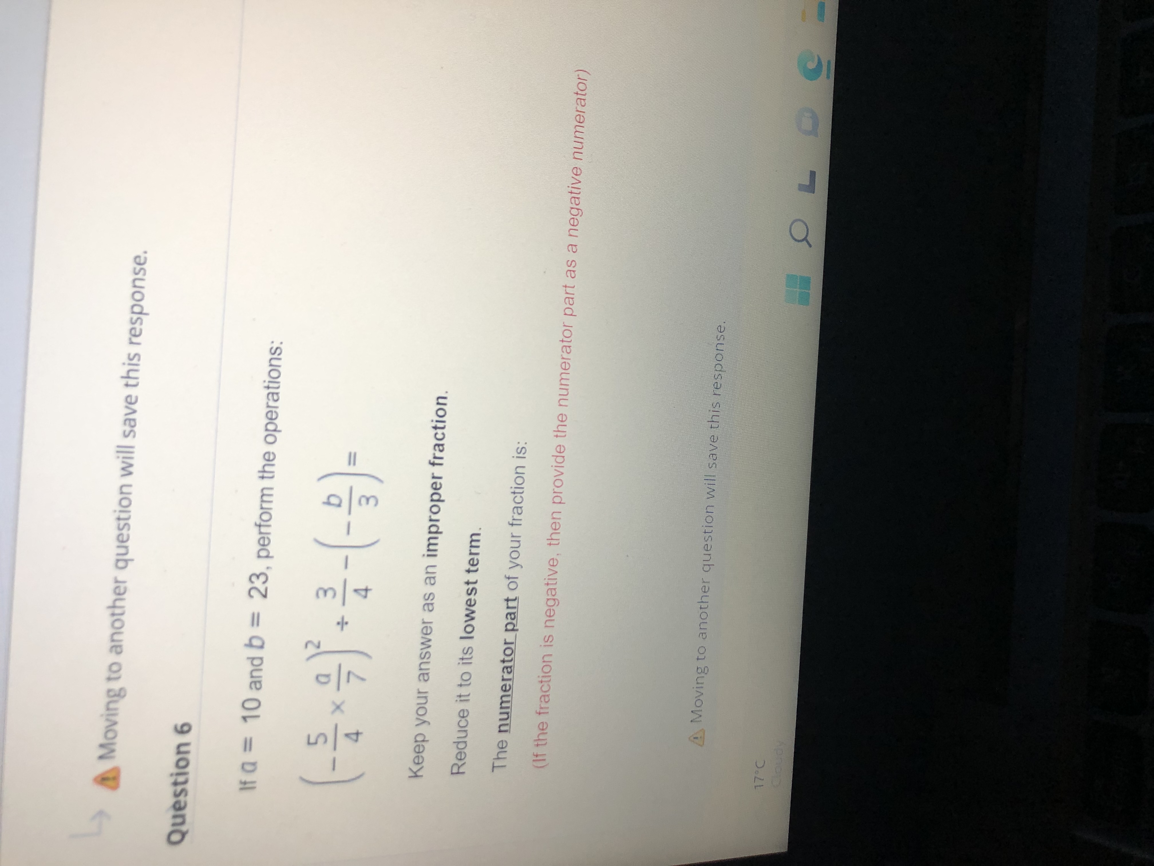 Moving to another question will save this