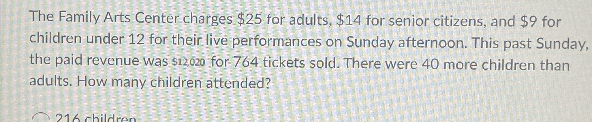 The Family Arts Center charges $25 for adults,