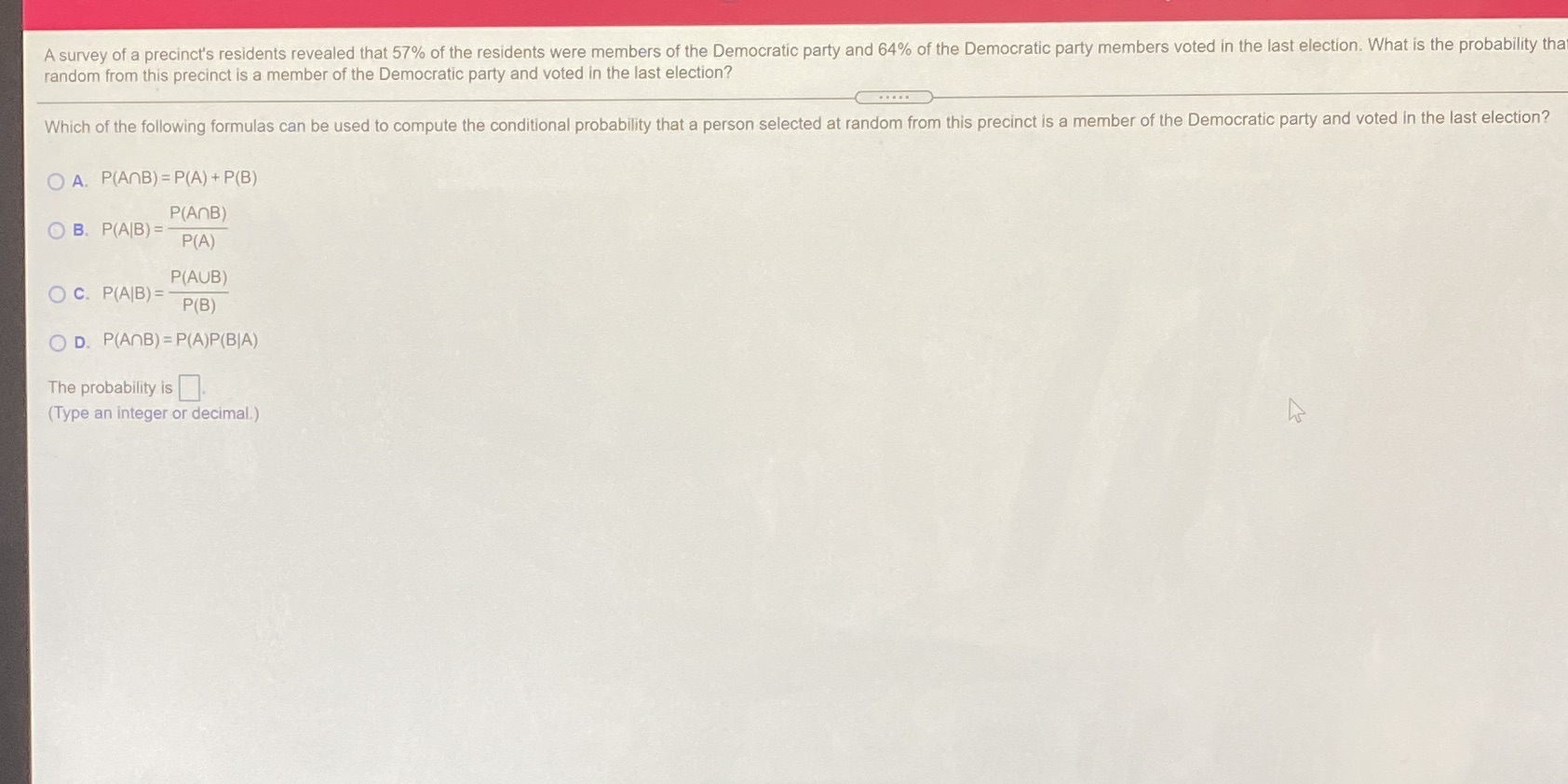 A survey of a precinct's residents revealed