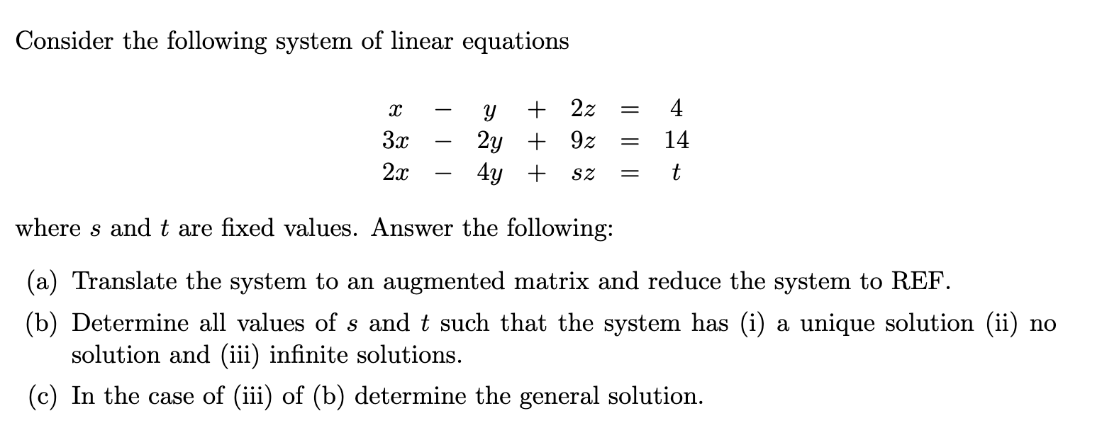 Consider the following system of linear equations