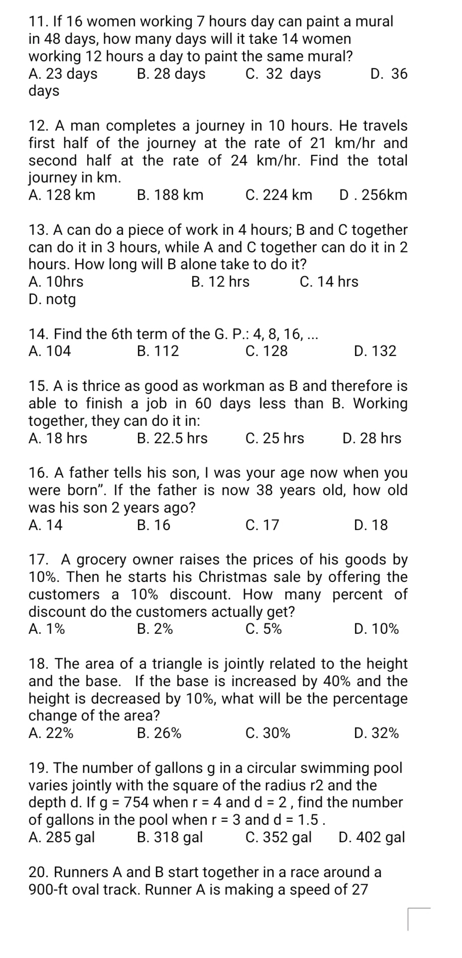 11. If 16 women working 7 hours day can paint a