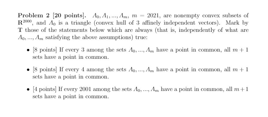 Problem 2 [20 points]. 110,111, ...,Am, m =