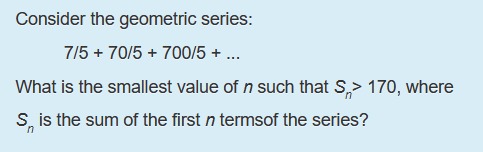 Consider the geometric series: 7/5 + 70/5 + 700/5
