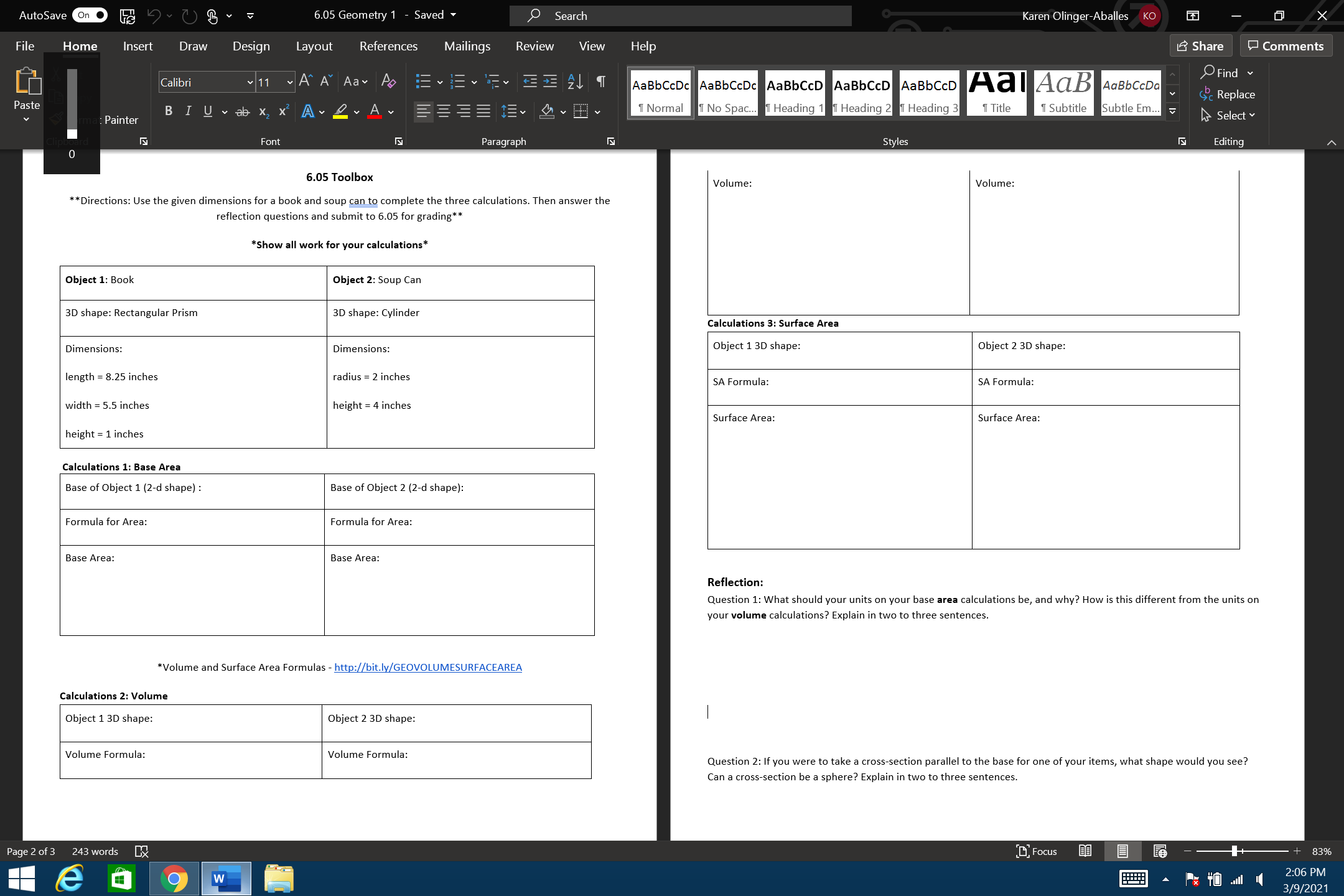 I need help defining the calculations of each