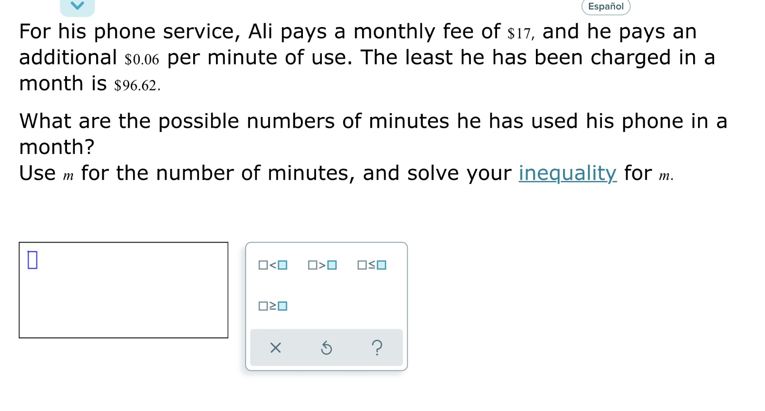 Espanol For his phone service, Ali pays a monthly