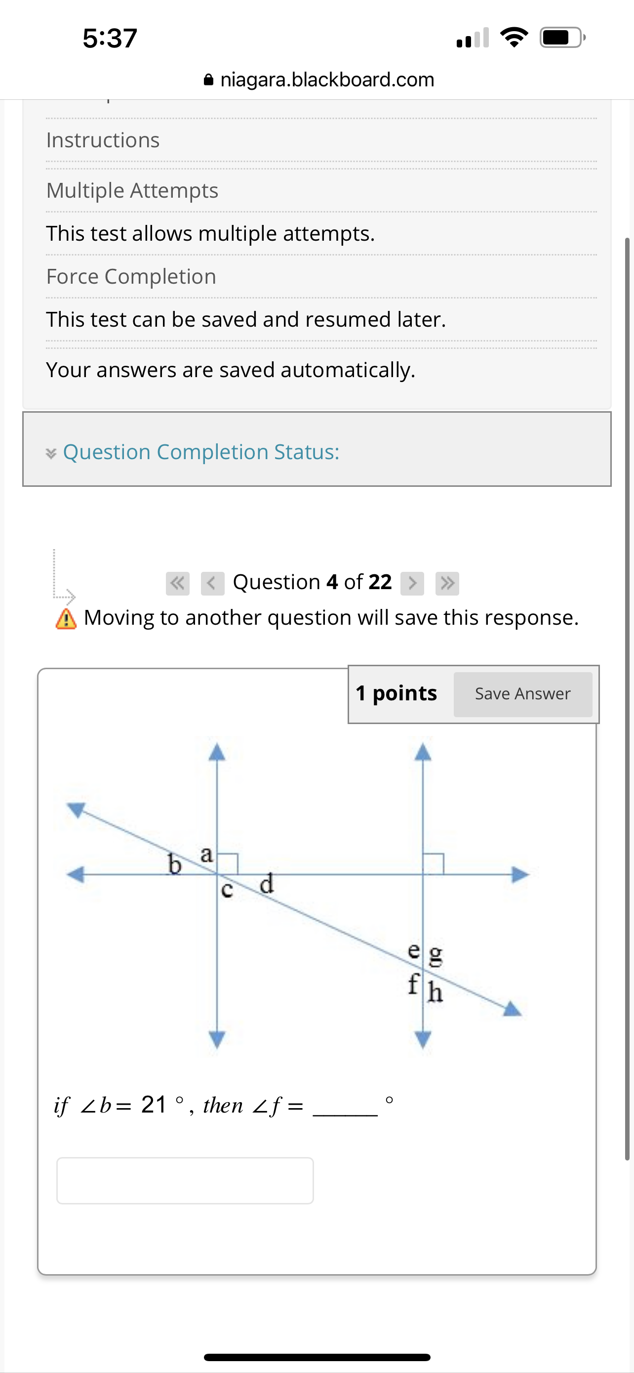 5237 .I '5' C} a niagara.blackboard.com This test