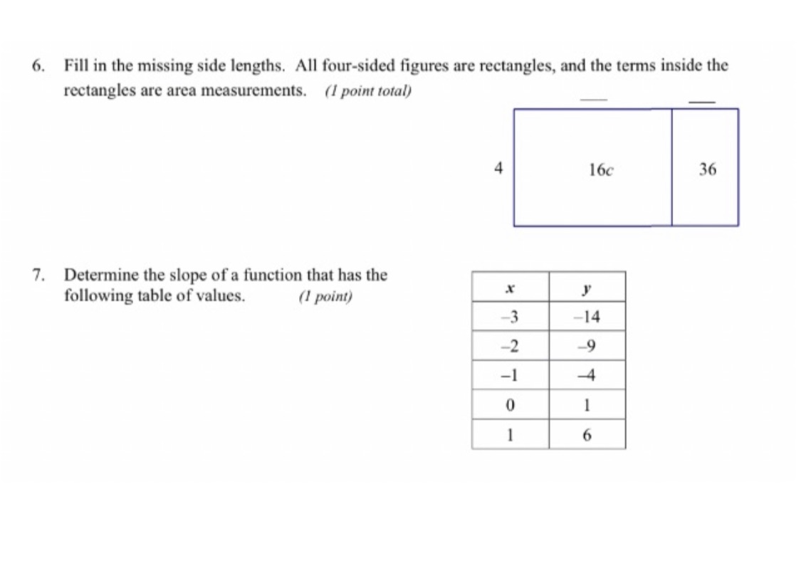 6. Fill in the missing side lengths. All