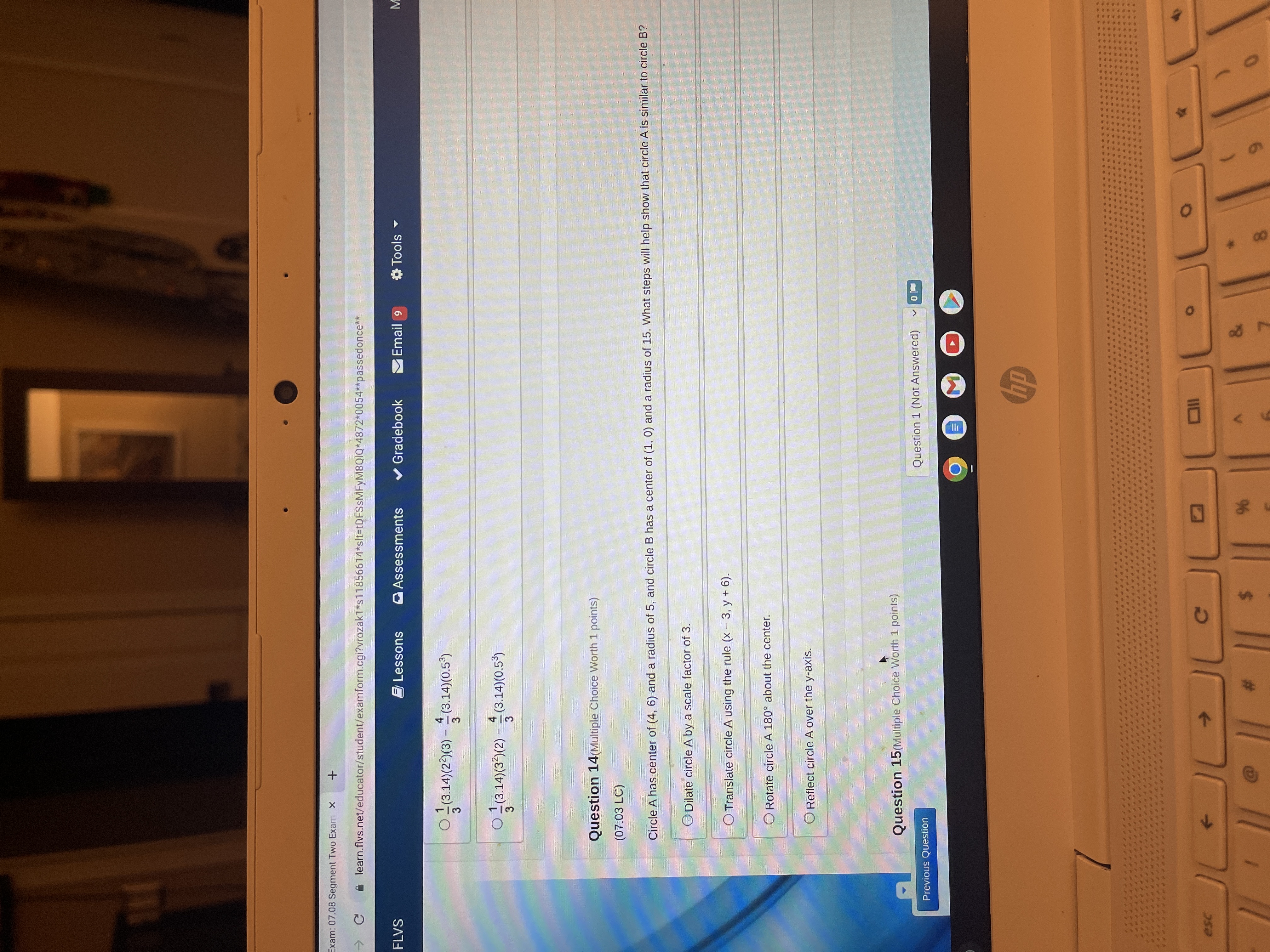 Exam: 07.08 Segment Two Exam x + - C A