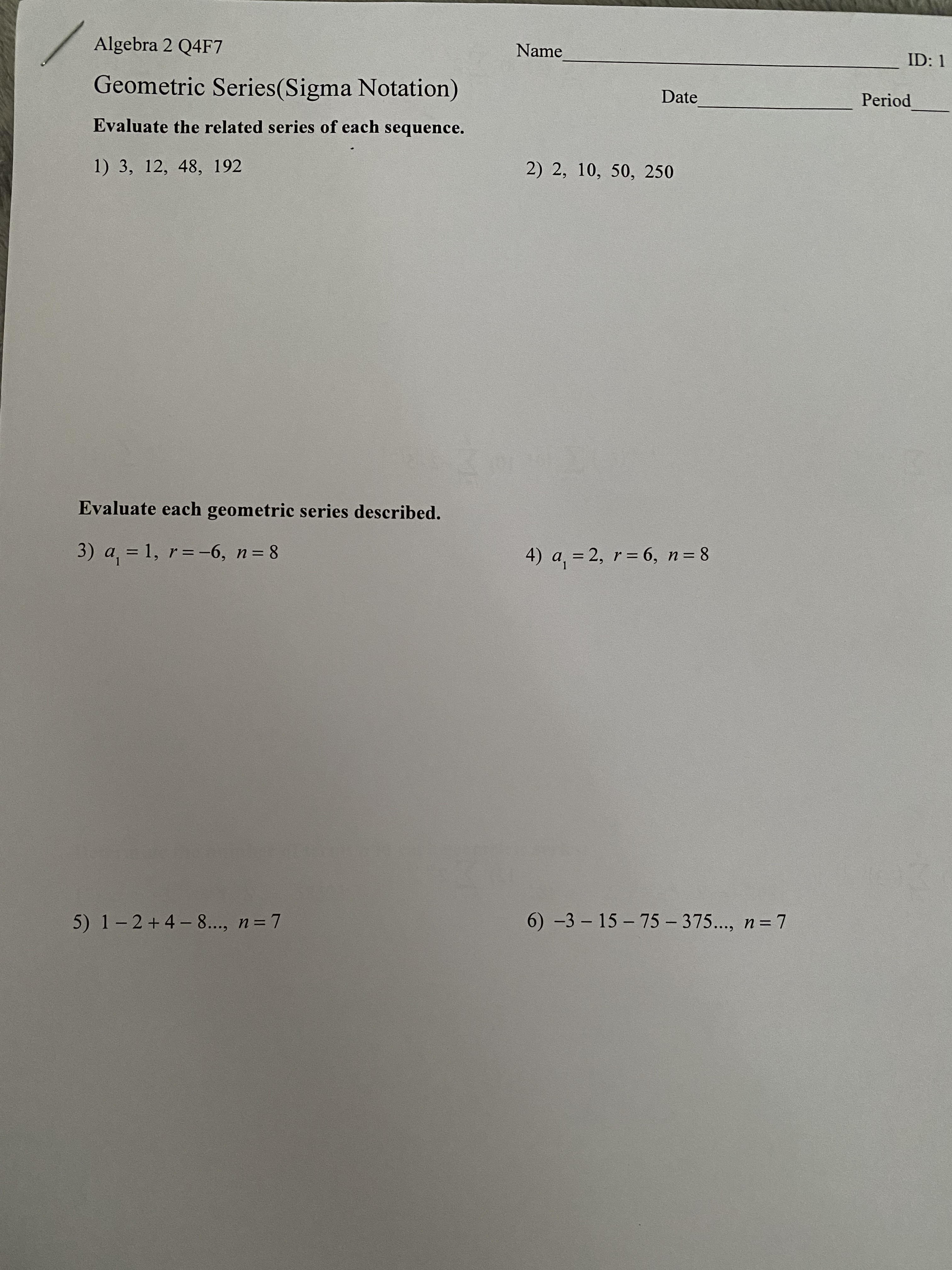 \f\fAlgebra 2 Q4F7 Name ID: 1 Geometric