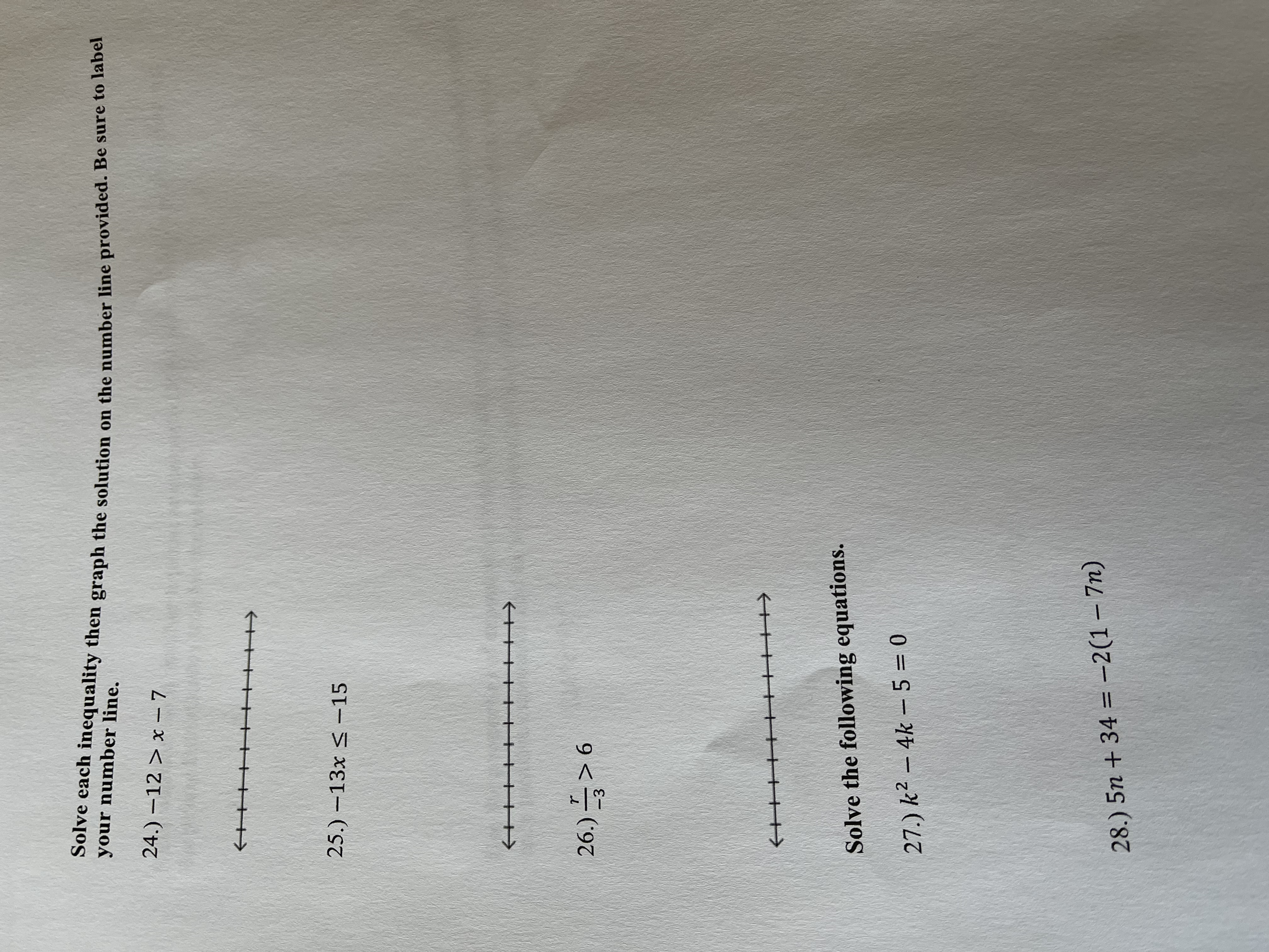 Solve each inequality then graph the solution on