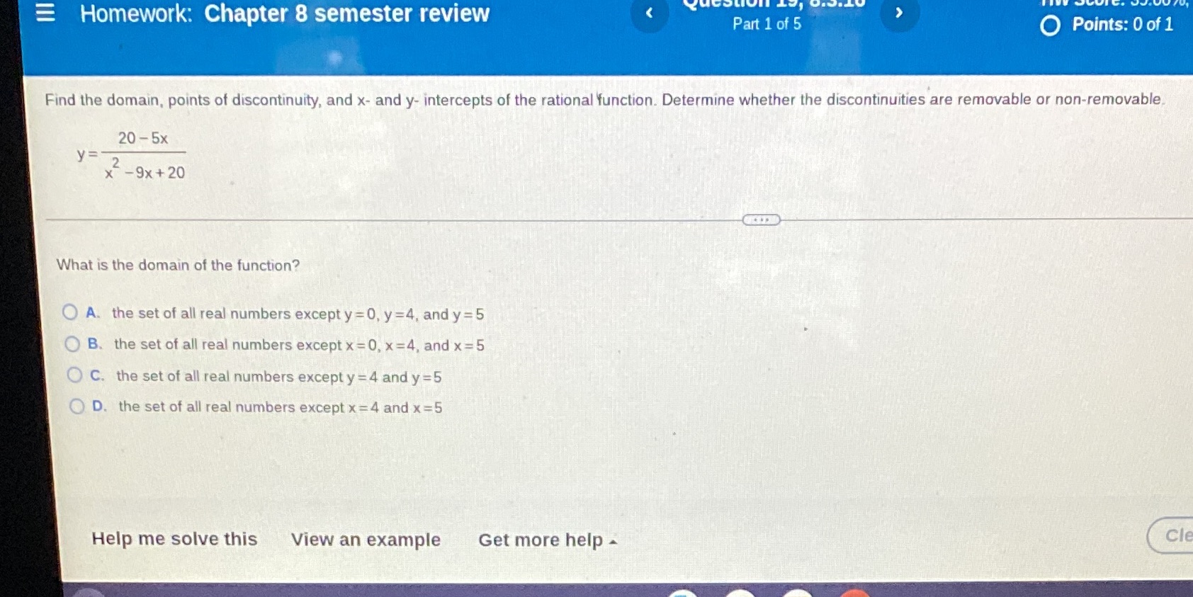 Homework: Chapter 8 semester review Part 1 of 5 O