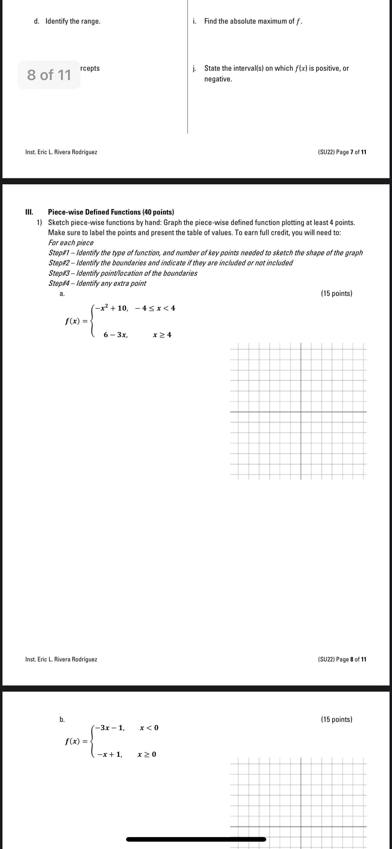 d. Identify the range. i. Find the absolute