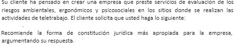su cliente ha pensado en crear una empresa que