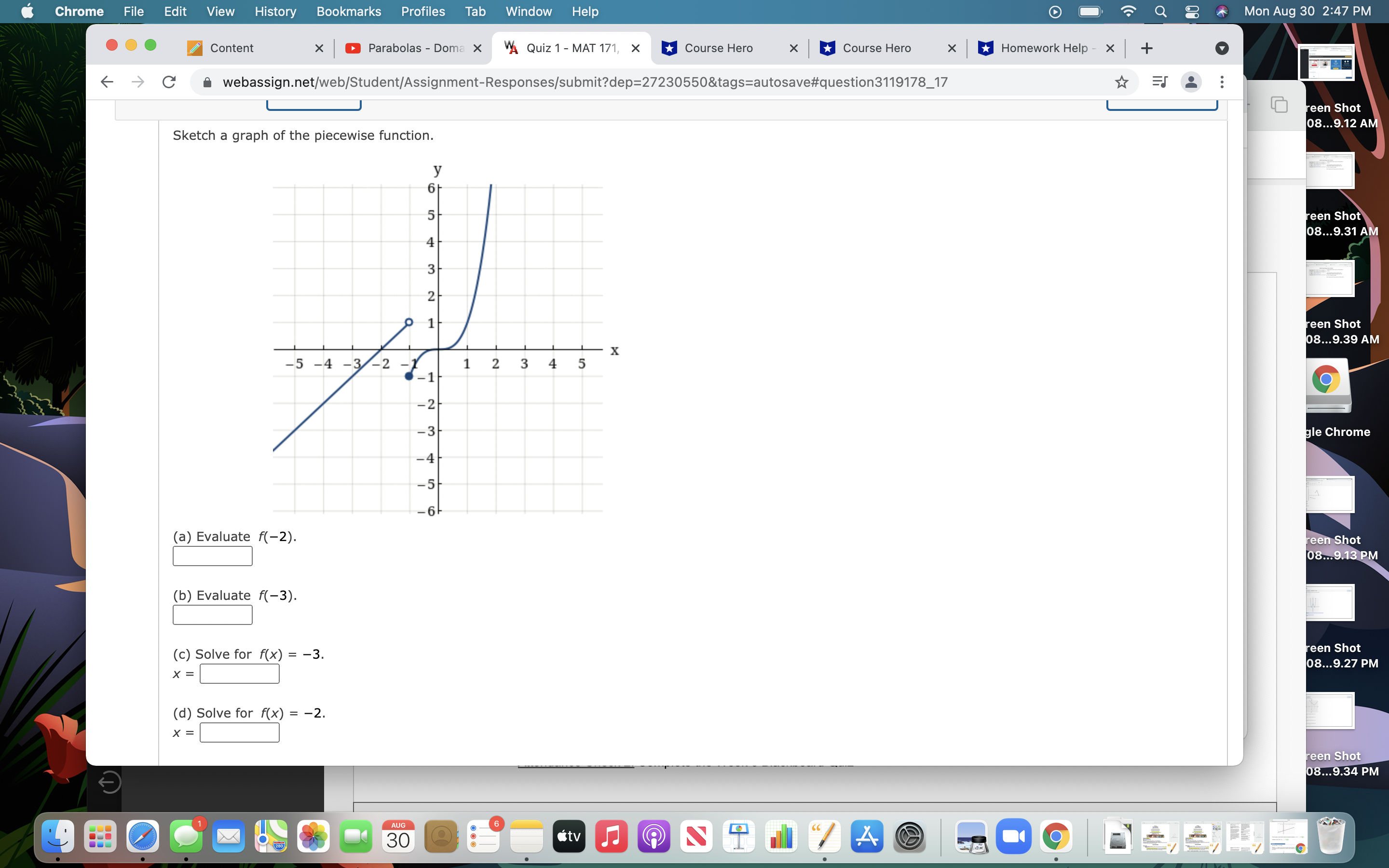 (a) Evaluate f (?2). (b) Evaluate f (?3). (c)