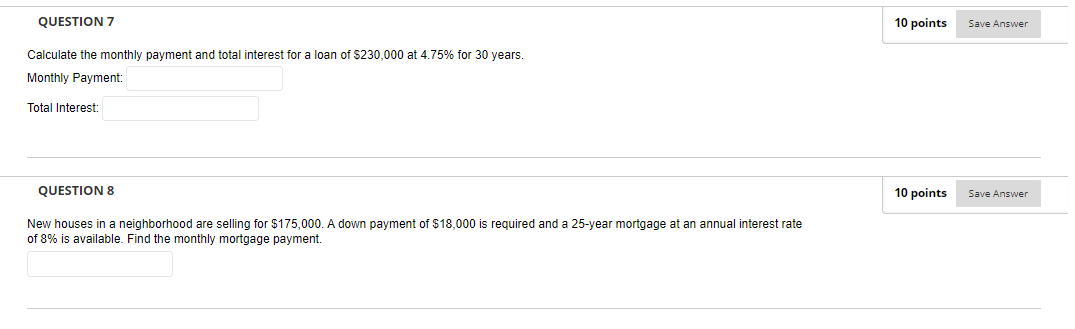 QUESTION 7 'IO pain t5 Save Answer Calculate the