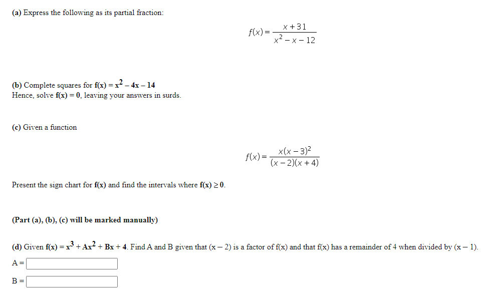 (a) Express the following as its partial