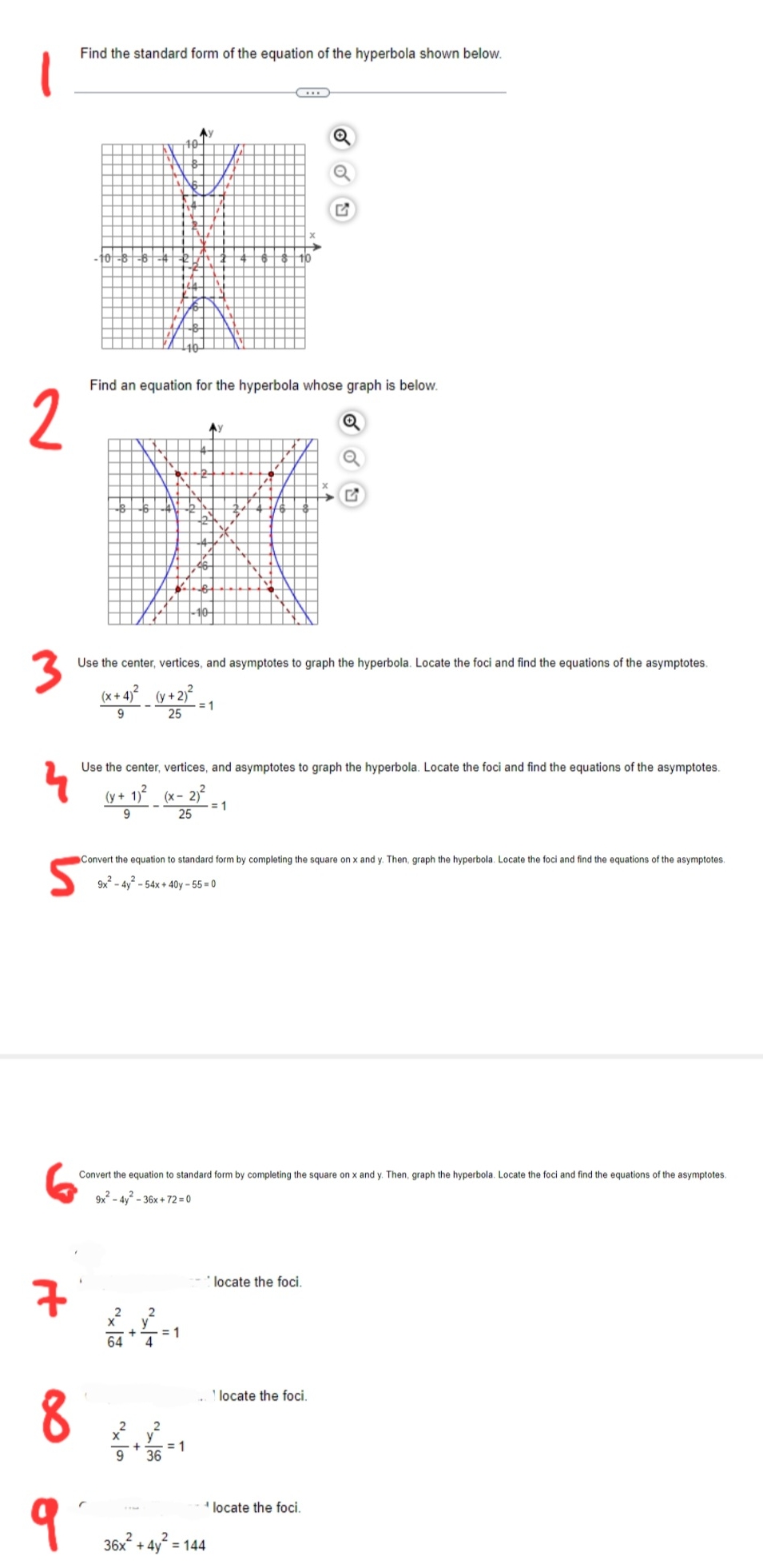 Hyperbola and vertices Find the standard form of