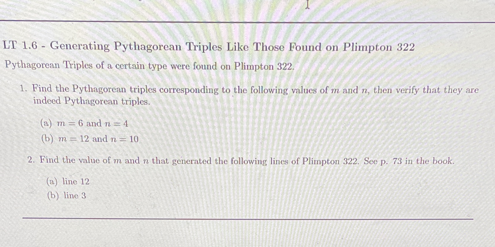 LT 1.6 - Generating Pythagorean Triples Like