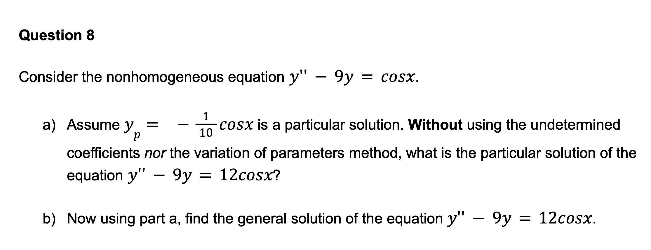 Please show work and answer all parts. Thank you!