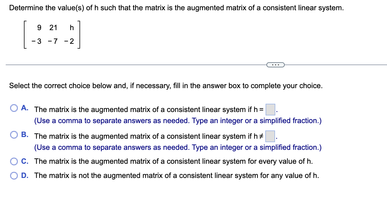 Help solving please Determine the value(s) of h