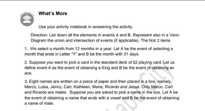 I need help. Please tutor. What's More