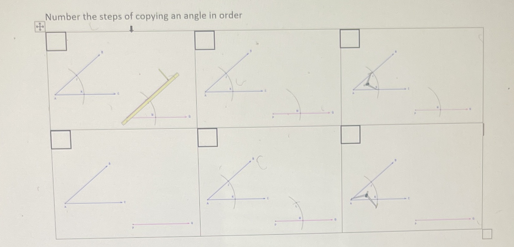 1. Describe the process for copying an angle.2.