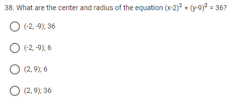 38. 1What are the center and radius of the