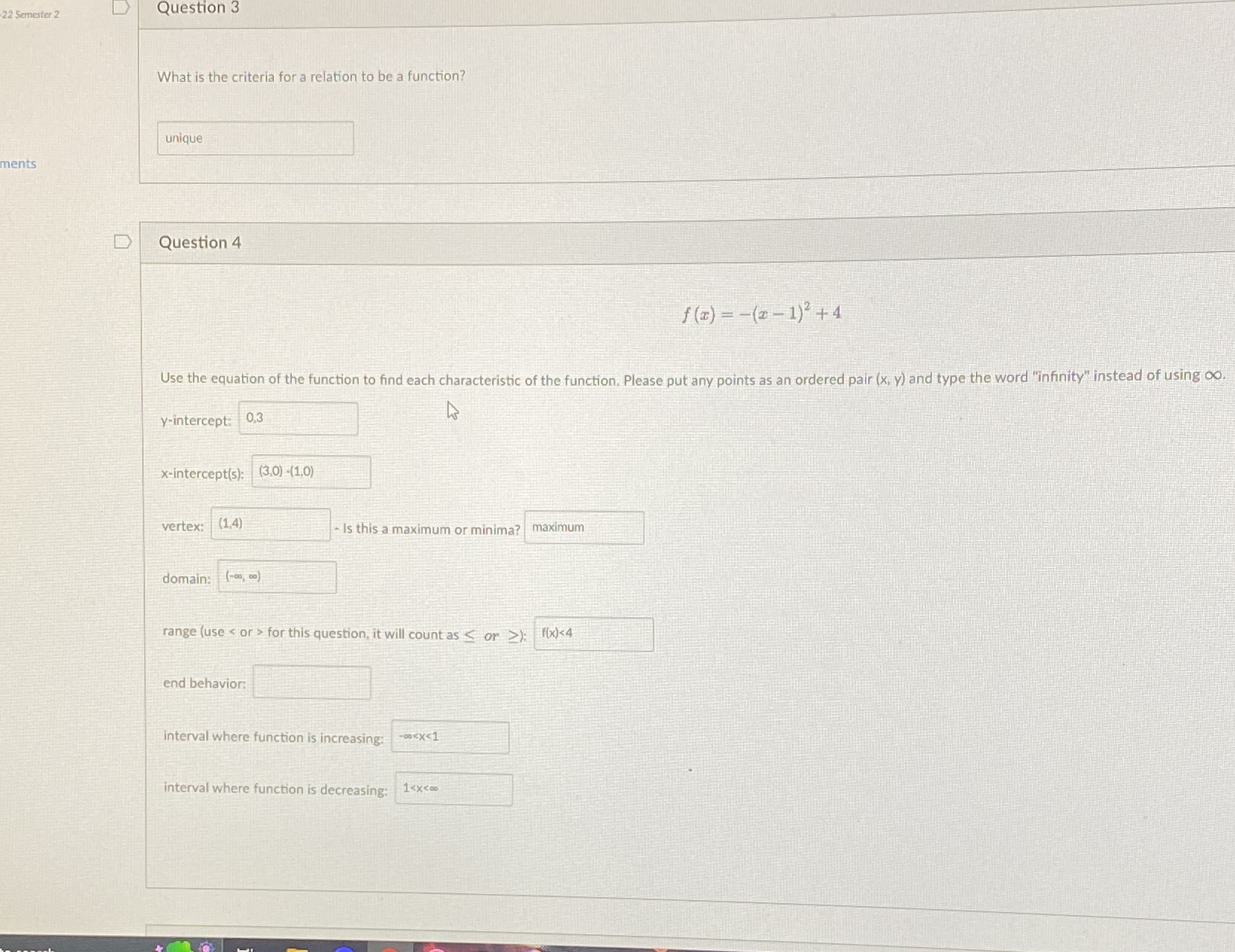 22 Semester 2 Question 3 What is the criteria for