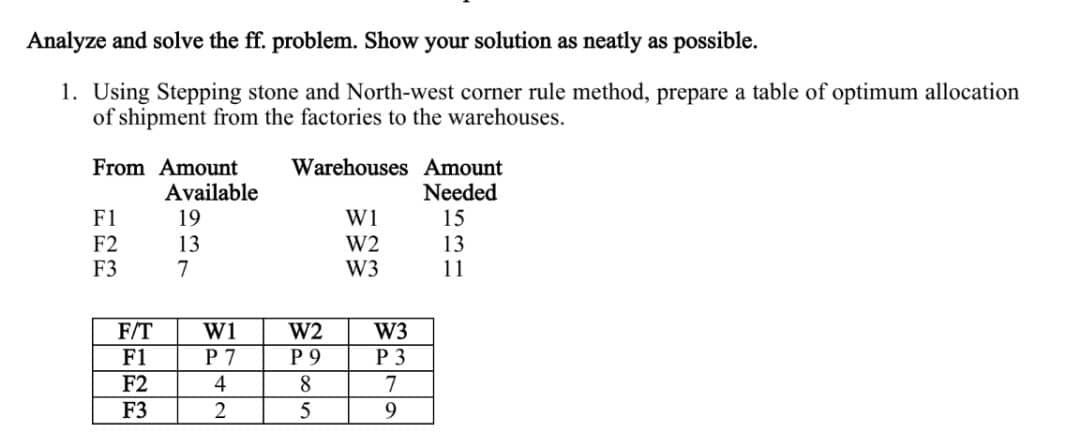 SOLVE AS INSTRUCTED. provide complete solution