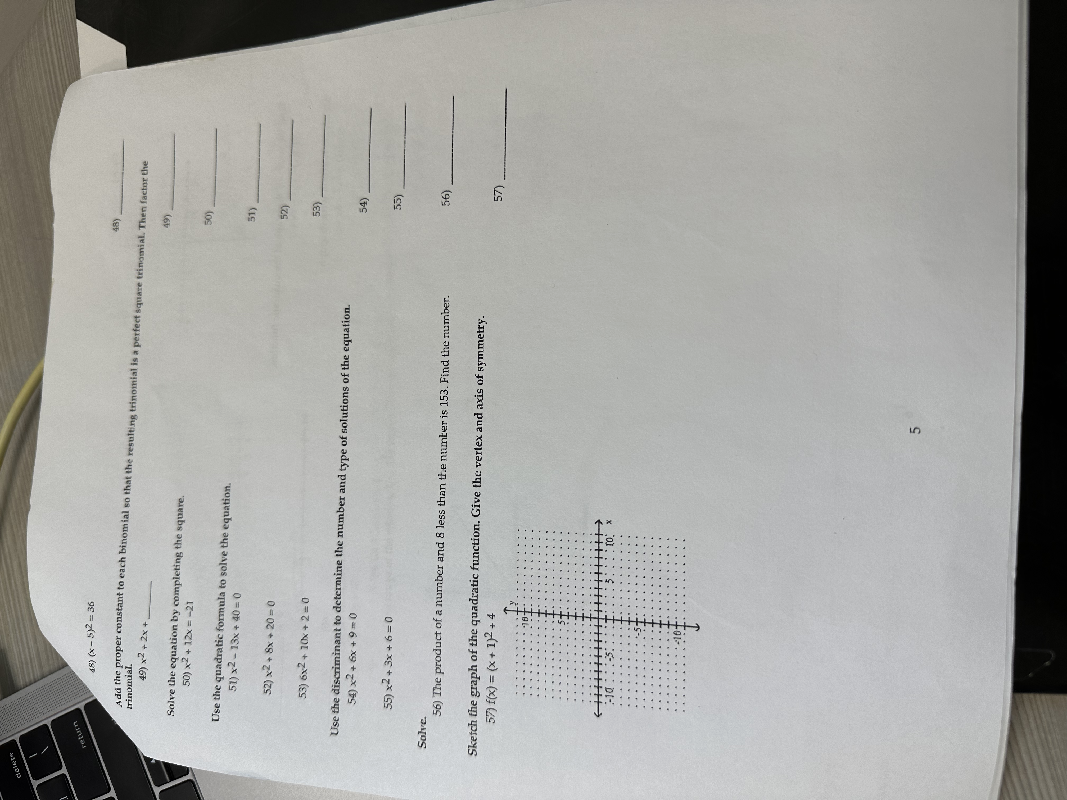 32) 32 ) x2 + 4x - 12=0 33) x2 4 5x = 36 34) 34 )