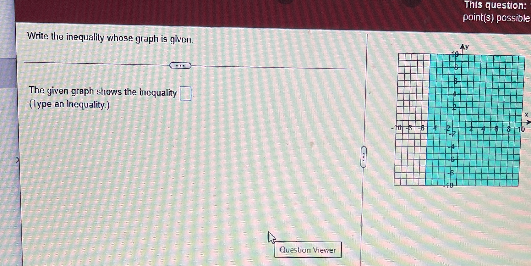 Help This question: point(s) possible Write the