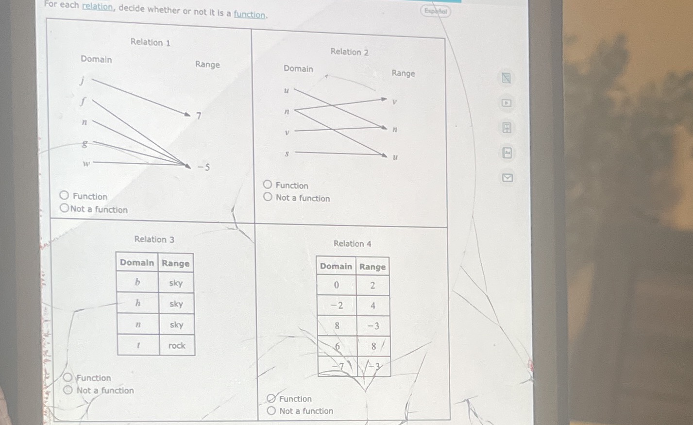 For each relation, decide whether or not it is a