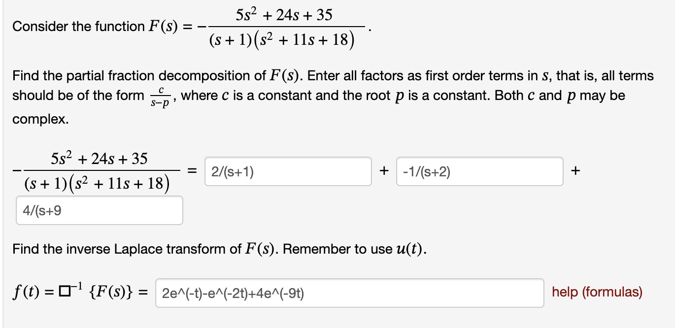 SS2 + 245 + 35 Consider the function F(s) = (s