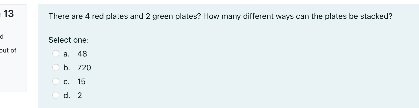 113 There are 4 red plates and 2 green plates?